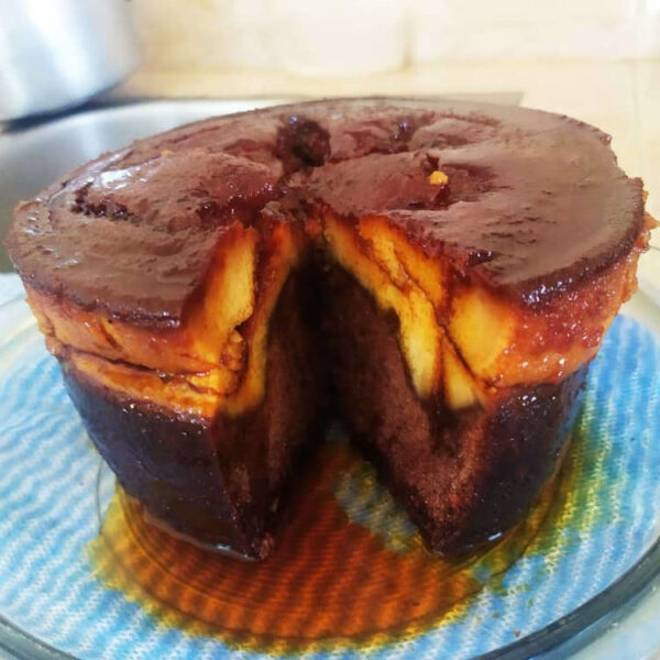 chocolate cake with flan